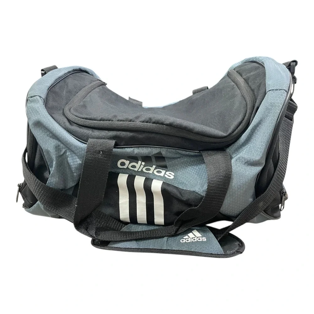 Adidas Black Gray Duffle Bag‎ Gym Sports Travel Carry On Weekend Zip